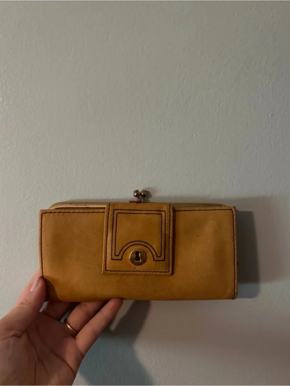 Buxton Mustard Yellow Leather Wallet Clutch